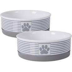 Bone Dry Pet Paw Patch Stripe Pet Bowl Medium 2pcs