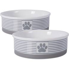 Bone Dry Pet Paw Patch Stripe Pet Bowl Large 2pcs