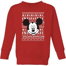 Disney Hoodies Disney Kid's Mickey Face Christmas Sweatshirt - Red
