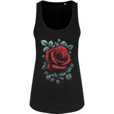 Cotton Vests Requiem Collective Womens/Ladies Cardinal Rose Vest Top (Black/Red)
