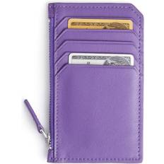 Royce New York Zip Leather Card Case - Purple