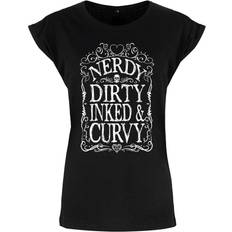 Grindstore Ladies/Womens Nerdy Dirty Inked & Curvy Premium T-Shirt (3XL) (Black)