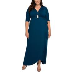 Kiyonna Meadow Dream Wrap Maxi Dress Plus Size - Teal Topaz