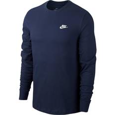 Nike Men's Sportswear Club Long-Sleeve T-shirt - Midnight Navy/White