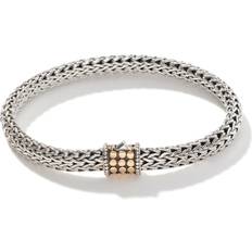 John Hardy Women's Classic Chain Dot Station Bracelet in Sterling Silver/18k Bonded and 6.25"