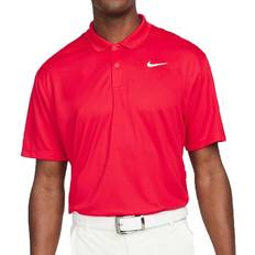 Nike Red Polo Shirts Nike Dri-Fit Victory Solid Mens Polo Shirt Red/White