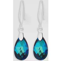 Blue Earrings Jon Richard Radiance Collection Crystal Pear Drop Earrings, Silver/Blue