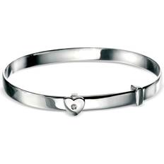 D For Diamond Heart Baby Bangle - Silver/Diamond