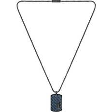 Hugo Boss Lander Dog Tag Pendant Necklace - Black/Blue