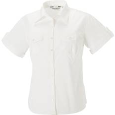 Russell Collection Womens/Ladies Short Roll-Sleeve Work Shirt (White)