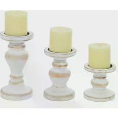 Litton Lane White Wood Candle Holder Candle Holder 3pcs