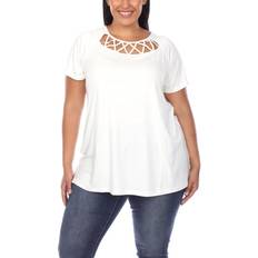 White Mark Plus Crisscross Cutout Short Sleeve Top