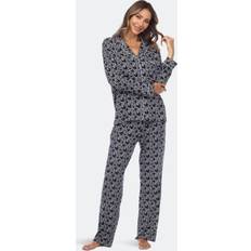 White Mark Womens Long Sleeve Heart Print Pajama Set