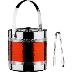 Premier Housewares with Tongs Hammered Red Band Ice Bucket