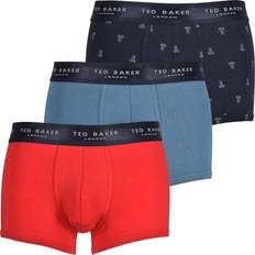 Ted Baker 3-Pack Solid Boxer Trunks, Black/Burgundy/Teal