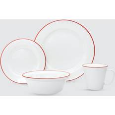 Godinger Bistro Red Band 16-pc Porcelain Dinnerware Set Dinner Set 16pcs