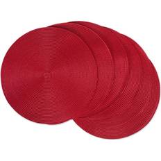 Design Imports Placemat Round Woven Red Set of 6 Place Mat Red