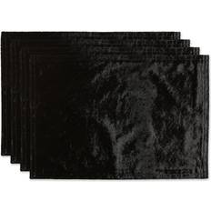 Design Imports Velvet Collection Tabletop, Placemat Set, Black 4 Count Coaster