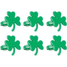 Design Imports Green Shamrock Set of 6 Napkin Ring