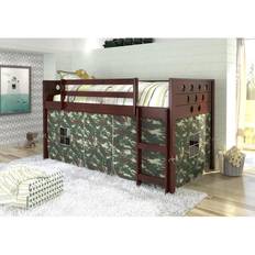 Donco kids Twin Circles Low Loft Bed with Tent