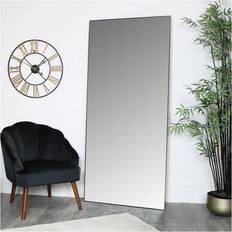 Black Mirrors Melody Maison Large Black Thin Framed Leaner Wall Mirror 80x180cm