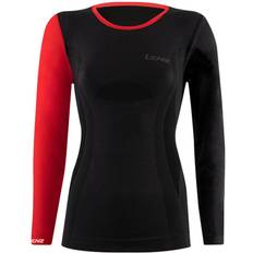 Lenz 6.0 Merino Round Neck Lady Longsleeve, black-red, for Women