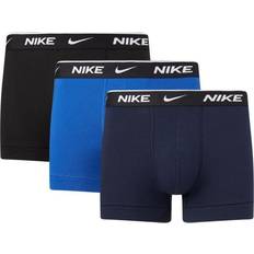 Blue - Men Men's Underwear Nike Everyday Cotton Stretch Boxer Shorts - Black/Blue