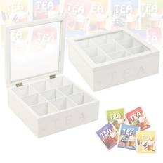 White Tea Box MDF with 9 Compartments [267931] Tea Caddy