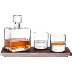 Mouth-Blown Whiskey Carafes LSA International Cask Whisky Connoisseur Set Clear & Ash/Cork Tray Whiskey Carafe 2pcs