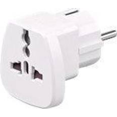 Universal plug adapter MicroConnect petravel universal adapter white work to uk, us, dk, ch