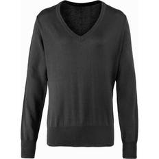 Premier Womens/Ladies V-Neck Knitted Sweater Top (10) (Charcoal)