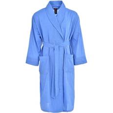 Men Woven Shawl Collar Robe (XXX-Large/XXXX-Large Long Blue)