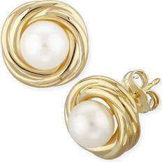 Macy's Love Knot Stud Earrings - Gold/Pearl