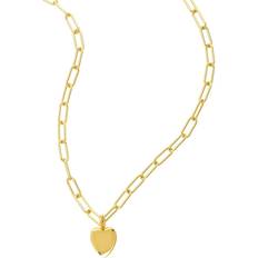 Adornia Heart Charm Paper Clip Chain Necklace - Gold