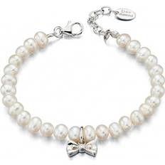 D For Diamond Children's Bow Charm Pearl Bracelet