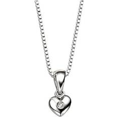 D For Diamond Heart Pendant - Silver/Diamond