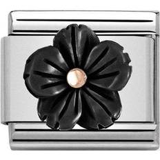 Rose Gold Charms & Pendants Nomination Composable Classic Flower Charm - Silver/Black