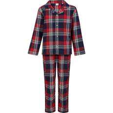 SF Minni Childrens/Kids Tartan Long Pyjama Set (11-12 Years) (Red/Navy)