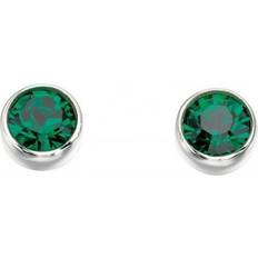 Beginnings Sterling E4926G Emerald Swarovski Stud Earrings