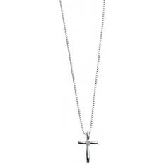 D For Diamond Shaped Cross Pendant - Silver/Diamond