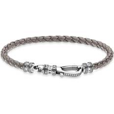 Grey Bracelets Thomas Sabo Leather Bracelet - Grey/Silver