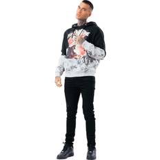 Hype Mens Rose Fire Oversized Hoodie (Black/White/Red)