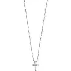 D For Diamond Cross Pendant Necklace - Silver/Transparent