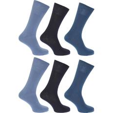 Blue - Men Socks Floso Mens Plain 100% Cotton Socks (Pack Of 6) (UK Shoe 6-11, EUR 39-45) (Black)