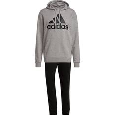 Adidas Aeroready Essentials Kangaroo Pocket Big Logo Track Suit - Medium Grey Heather/Black