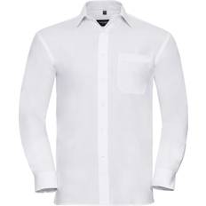 Black - Men Shirts Russell Mens Long Sleeve Pure Cotton Work Shirt (3XL) (White)