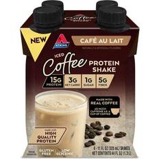 Atkins Iced Coffee Protein Shake Cafe' Au Lait 11 fl oz Each Pack of 4