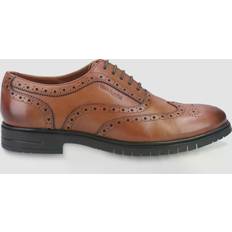 Brown - Men Oxford Hush Puppies Santiago Leather Lace Up Brogues