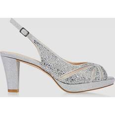 Silver - Women Espadrilles Paradox London Linda Peep Toe Shoes