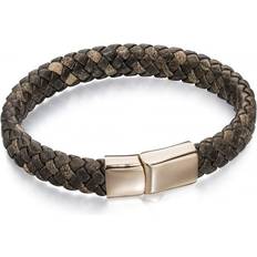 Fred Bennett Mens Rose Plated Leather Braid Bracelet B4685